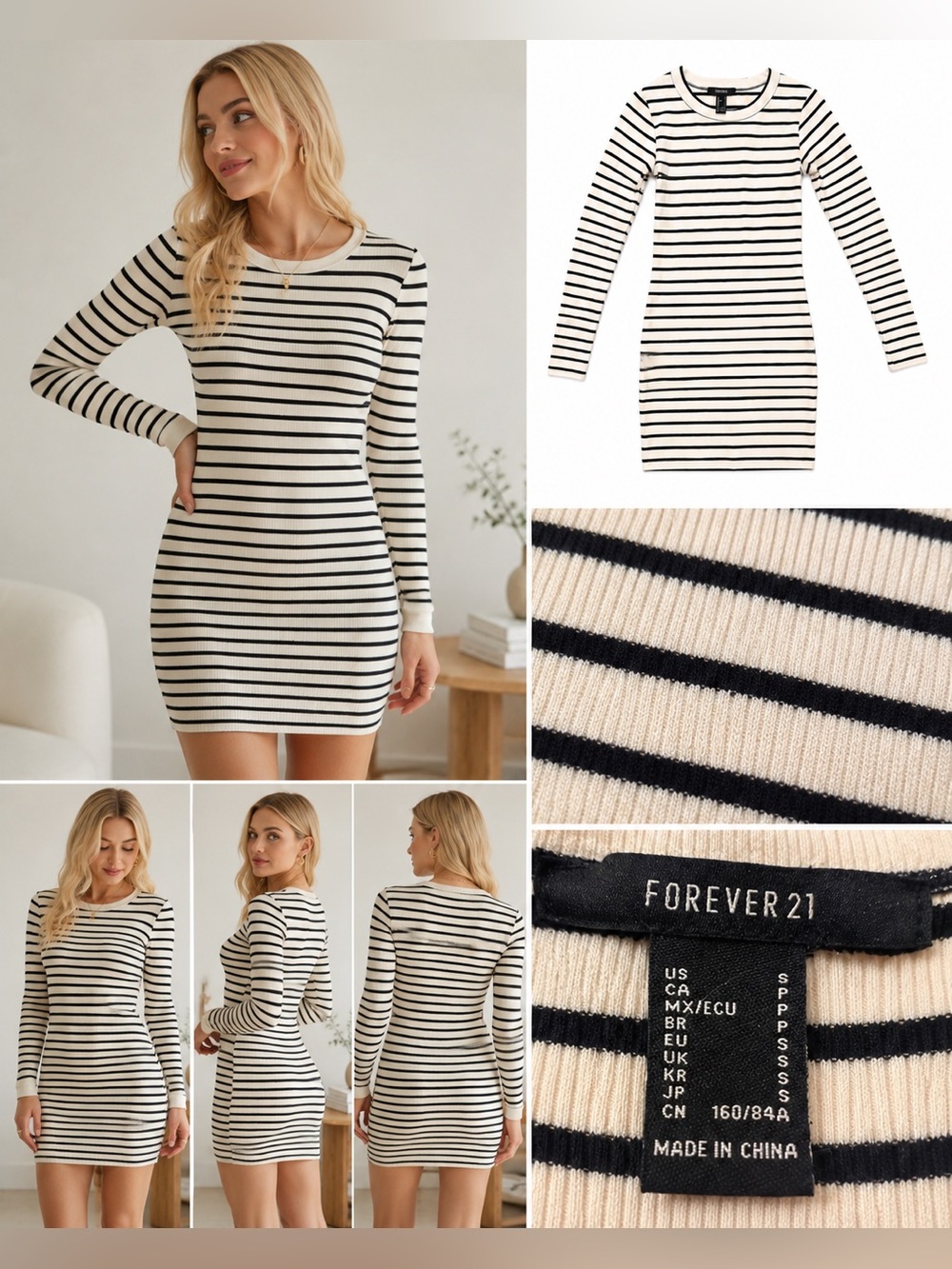 Forever 21 Striped Bodycon Sweater Dress